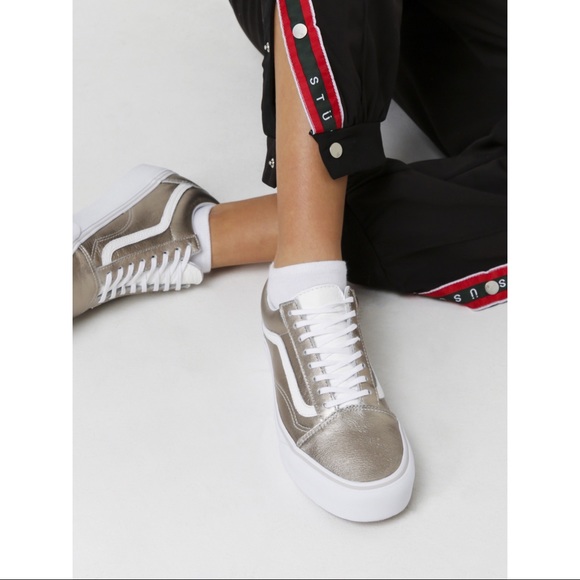 vans old skool platform metallic
